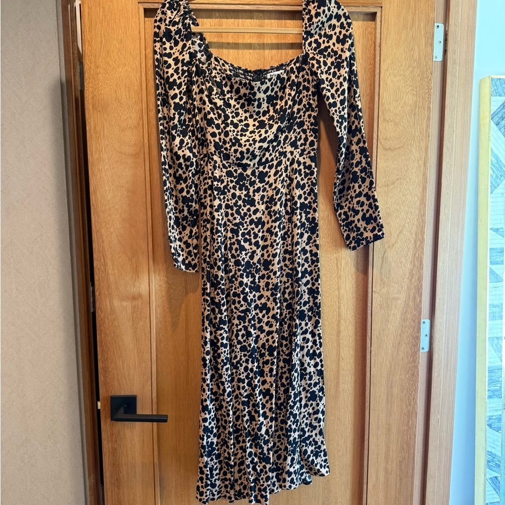 Leopard Print Long Sleeve Dress